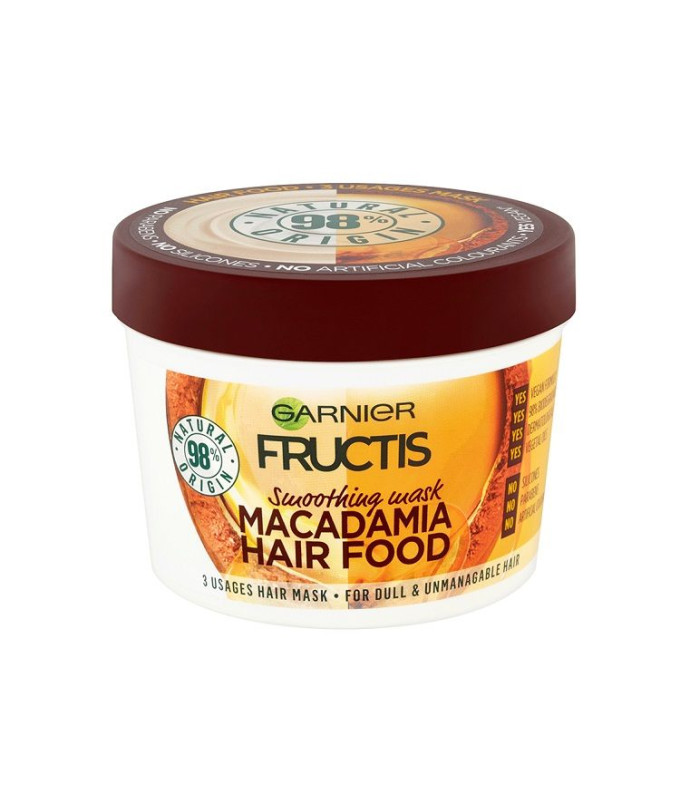  Fructis Macadamia Hair Food Glotninamoji Kaukė Sausiems Ir Nepaklusniems Plaukams 390ml